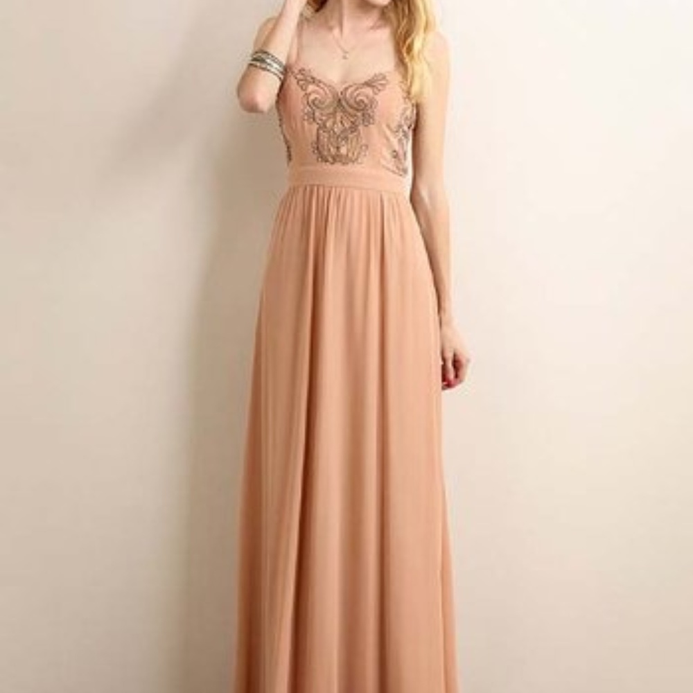 Soiéblu Blush Embroidered Maxi Dress Medium